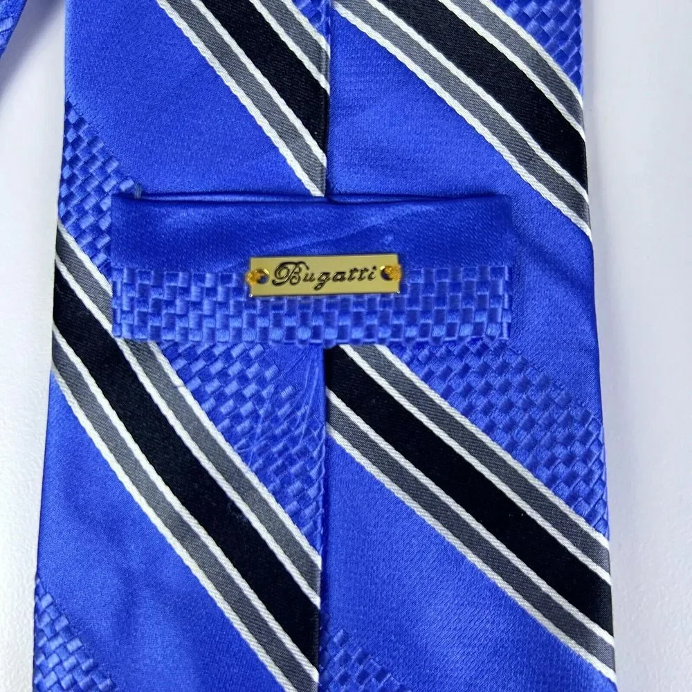 Bugatti Green Blue Black Striped Woven Classic Pointed Tie Men's One‎ Size